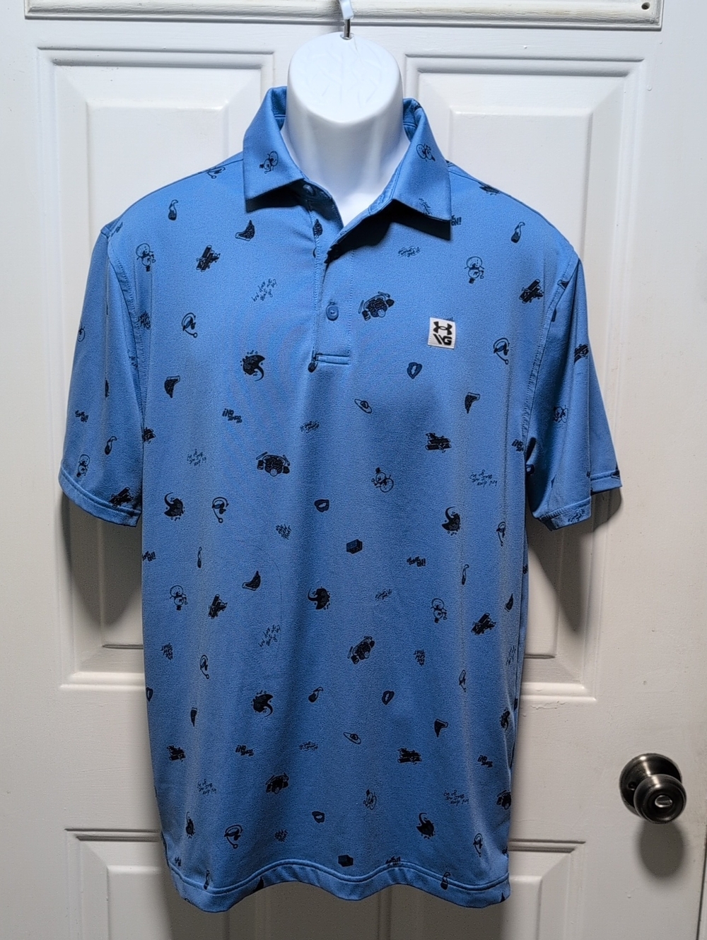 Under Armour Light Blue Polo with Small Black Print
